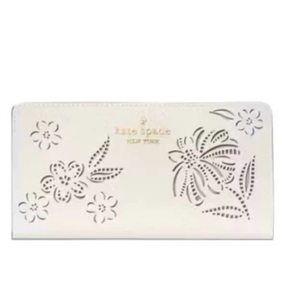 Kate Spade New York Boxed Madison Perforated Large Slim Bifold Wallet Meringue - Picture 2 of 12